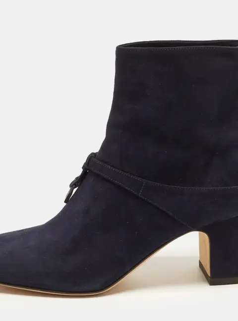 Loro Piana Maxi Charms Size 36 Navy Blue Suede Ankle Length Boots