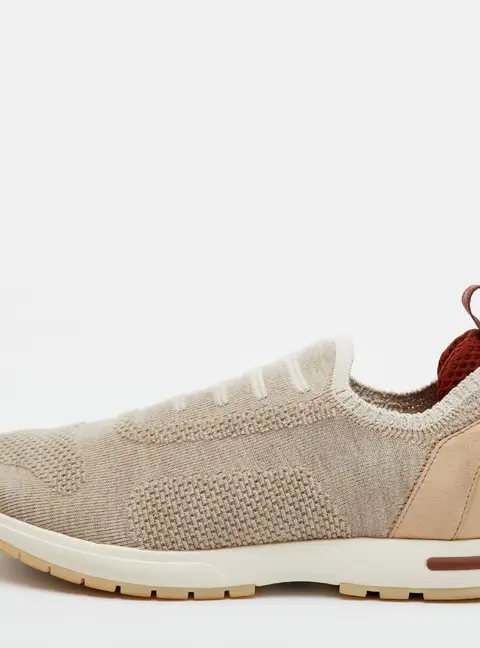 Loro Piana 360 LP Flexy Walk Size 37 Beige Knit Fabric Slip On Sneakers