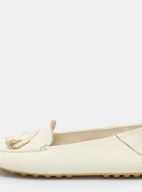 Loro Piana Dot Sole Walk Size 37.5 White Suede Loafers