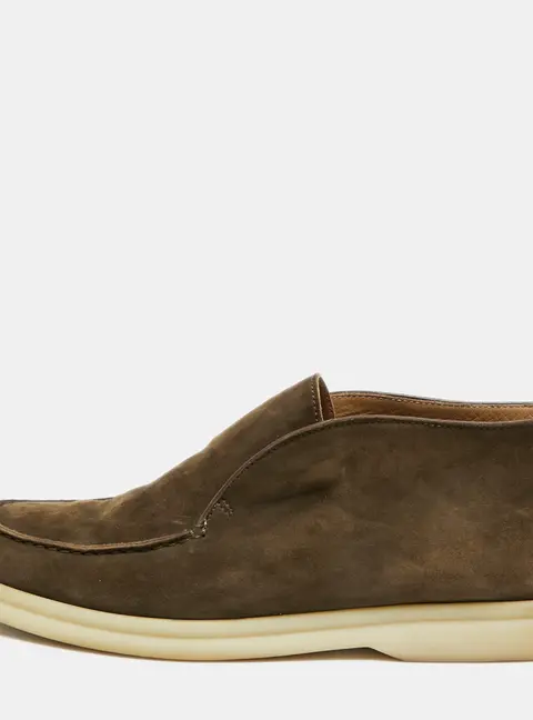 Loro Piana Open Walk Size 37 Olive Green Suede Ankle Length Boots