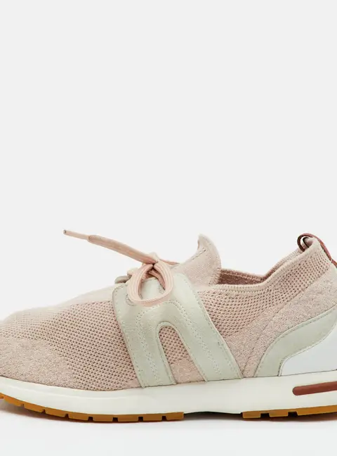 Loro Piana 360 LP Flexy Walk Size 36 Light Pink/Grey Knit Fabric Low Top Sneakers