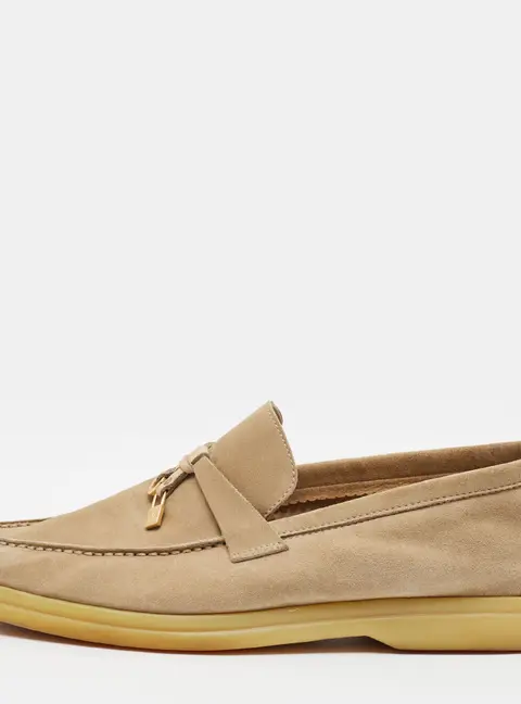 Loro Piana Summer Charms Walk Size 38 Beige Suede Loafers