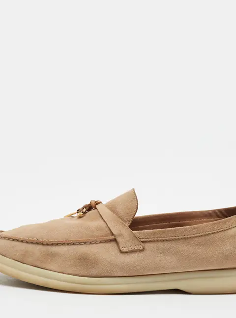 Loro Piana Summer Charms Walk Size 40 Beige Suede Loafers