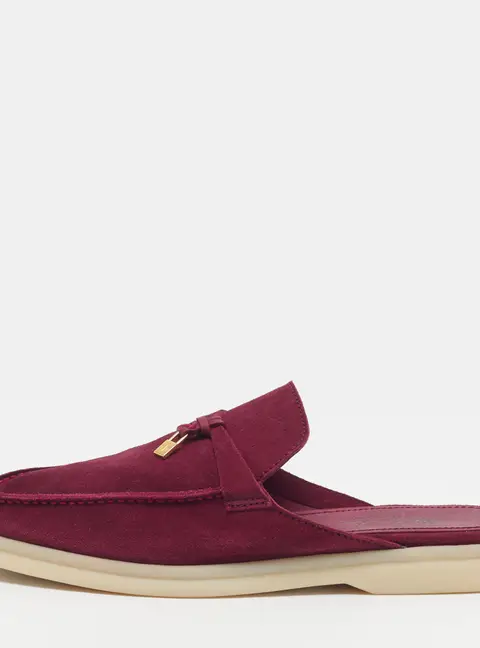 Loro Piana Babouche Charms Walk Size 40 Purple Suede Mules