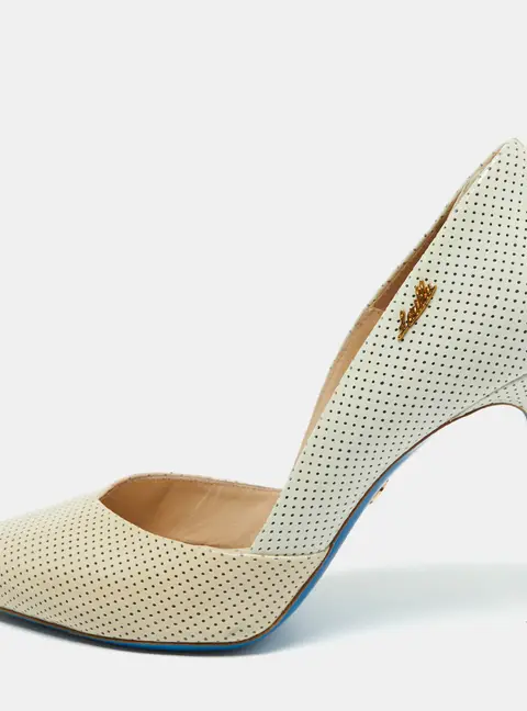 Loriblu Tri Color Perforated Patent Leather Pointed Toe Pumps Size 39