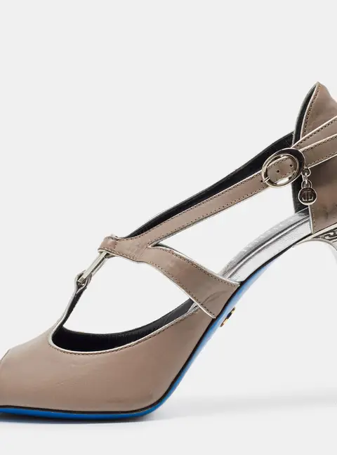 Loriblu Grey Leather Ankle Strap Sandals Size 39