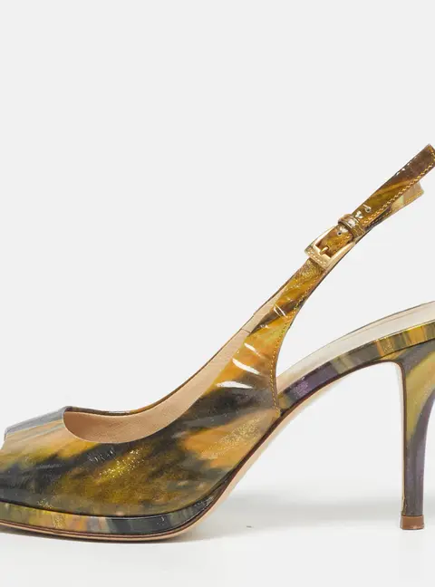 Loriblu Multicolor Patent Leather Peep Toe Slingback Pumps Size 37