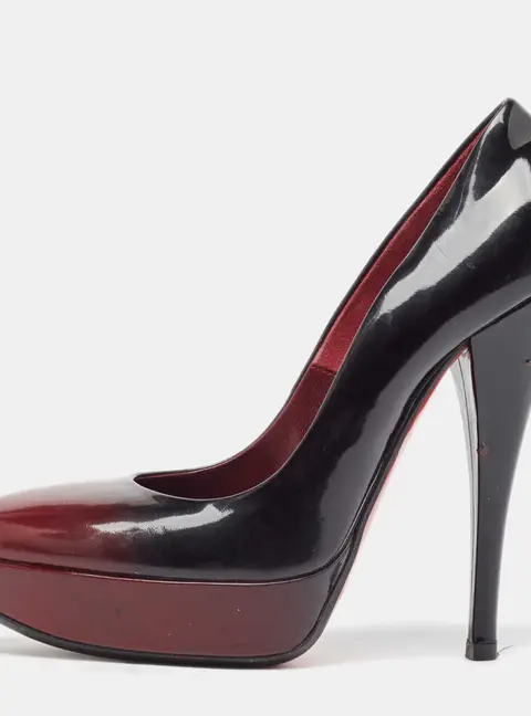 Loriblu Black/Burgundy Ombre Patent Leather Platform Pumps Size 39