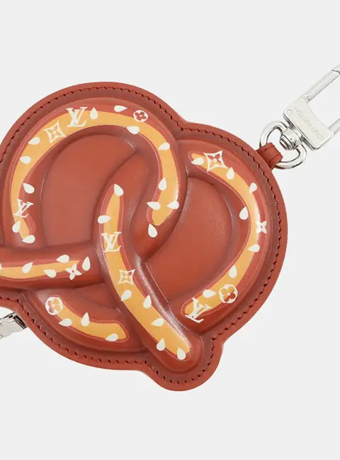 Louis Vuitton Bag Charm - Lv Pretzel Brown/Yellow Leather Monogram