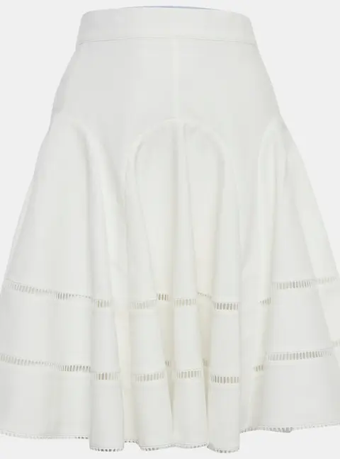 Louis Vuitton White Jacquard Flared Mini Skirt M