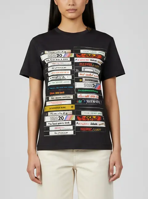Louis Vuitton Black VHS Print Cotton Crew Neck T-Shirt S