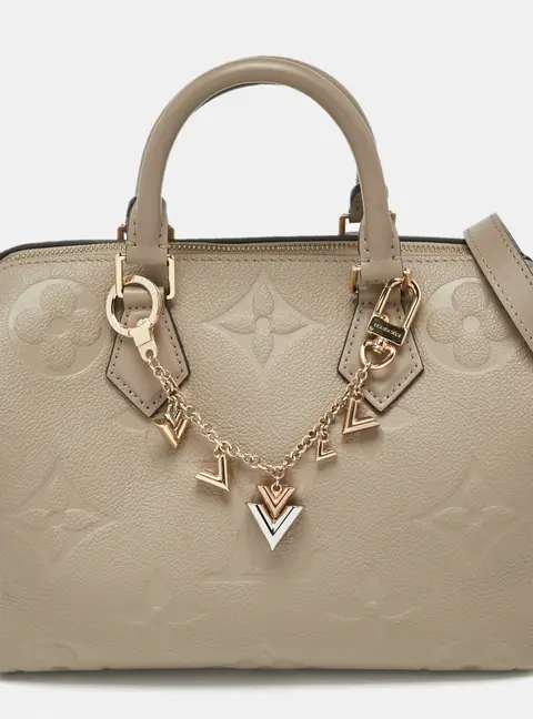 Louis Vuitton Tourterelle Monogram Impreinte Leather Speedy 25 Bandouliere Bag