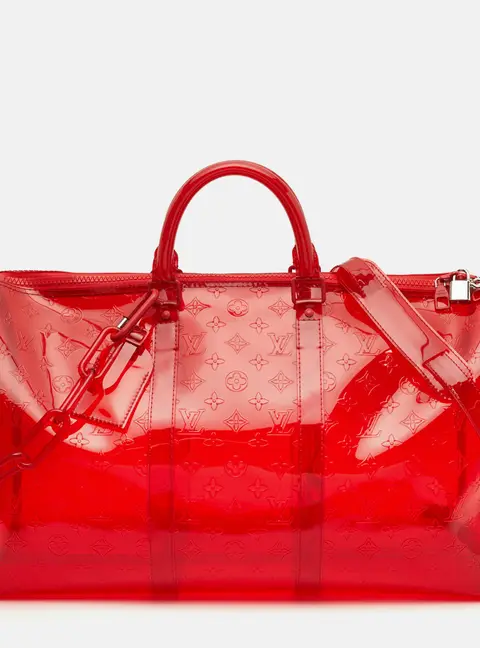 Louis Vuitton Keepall Bandouliere 50 Red Monogram PVC Duffel Bag