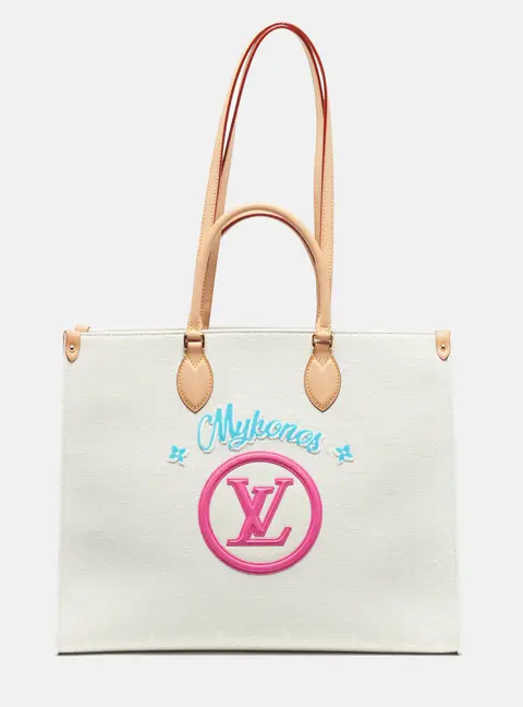 Louis Vuitton Onthego GM Mykonos Monogram Embroidered Tufted Jacquard Tote