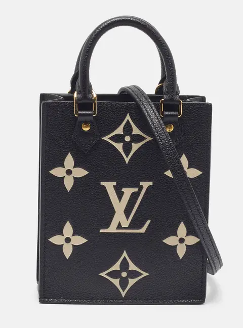 Louis Vuitton Sac Plat Petit Black/Beige Monogram Empreinte Leather Tote