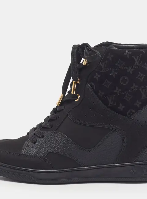 Louis Vuitton Cliff Size 35 Black Nubuck Leather Wedge Sneakers