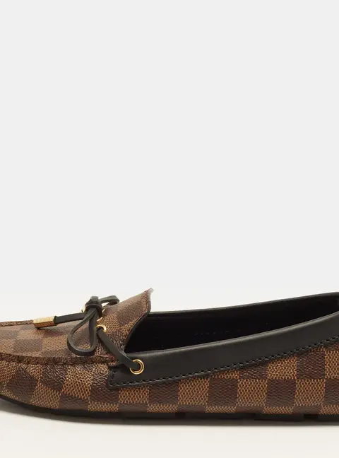 Louis Vuitton Gloria Size 37 Damier Ebene Canvas Slip On Loafers