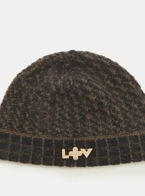 Louis Vuitton Blue Mohair Wool Logo Detail Scarf and Beanie Set