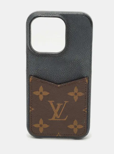 Louis Vuitton Black Leather and Monogram Canvas iPhone 12 Pro Cover