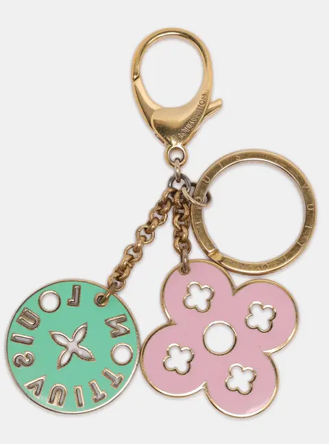 Louis Vuitton Looping Enamel Gold Tone Key Ring