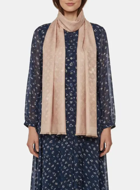 Louis Vuitton Pink Silk Blend Jacquard Monogram Shawl