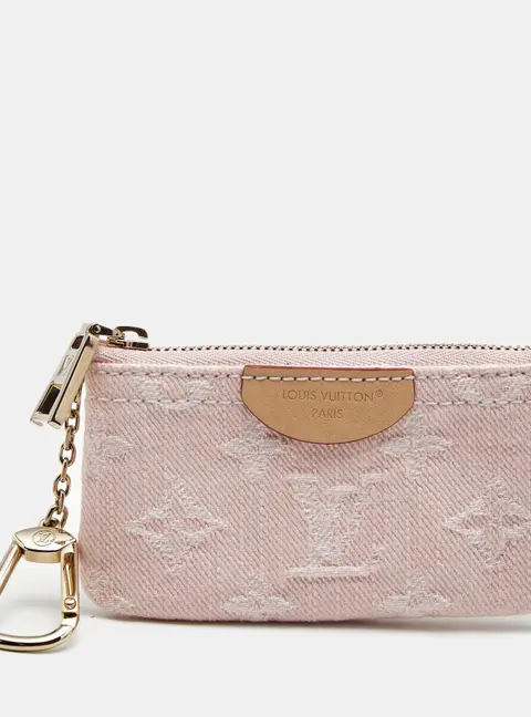 Louis Vuitton Key Pouch Washed Pink Monogram Denim