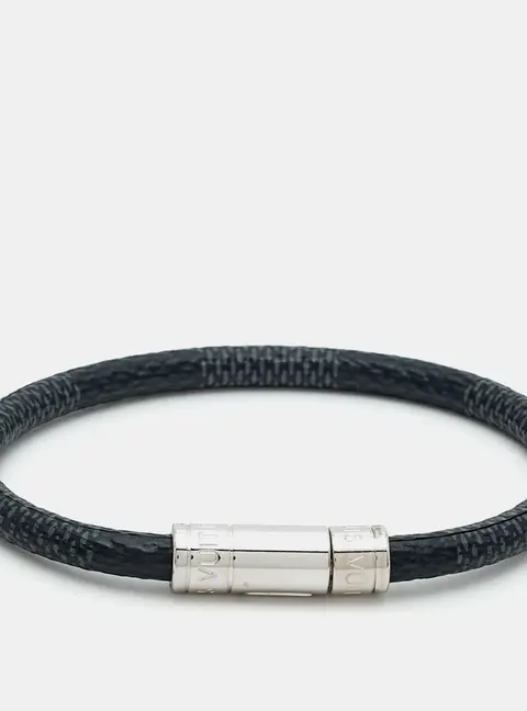 Louis Vuitton  Keep It Black Damier Canvas Silver Tone Bracelet