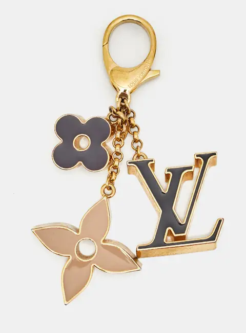 Louis Vuitton Fleur De Monogram Enamel Gold Tone Bag Charm Enamel