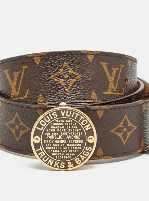 Louis Vuitton Trunks and Bags 90CM Round Buckle Belt Monogram Canvas