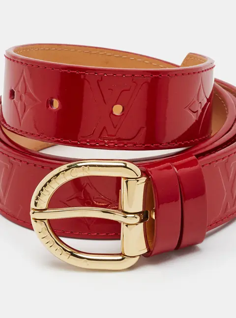 Louis Vuitton 90CM Buckle Belt Pomme D&rsquo;amour Monogram Vernis Leather