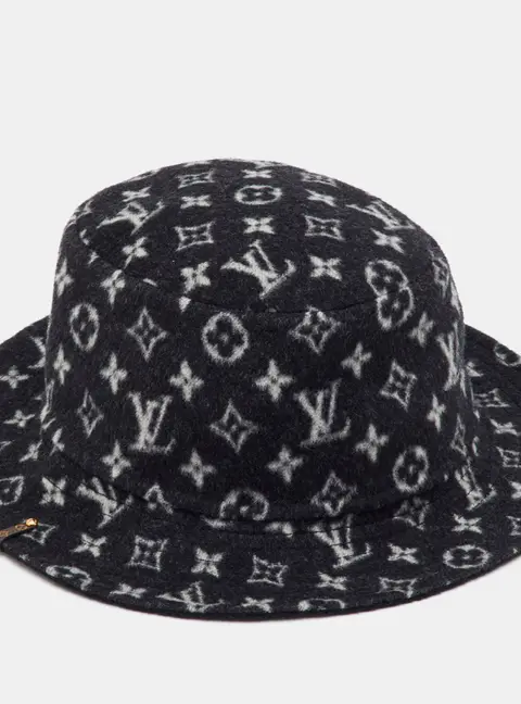 Louis Vuitton Black/White Wool Monogram Bucket Hat