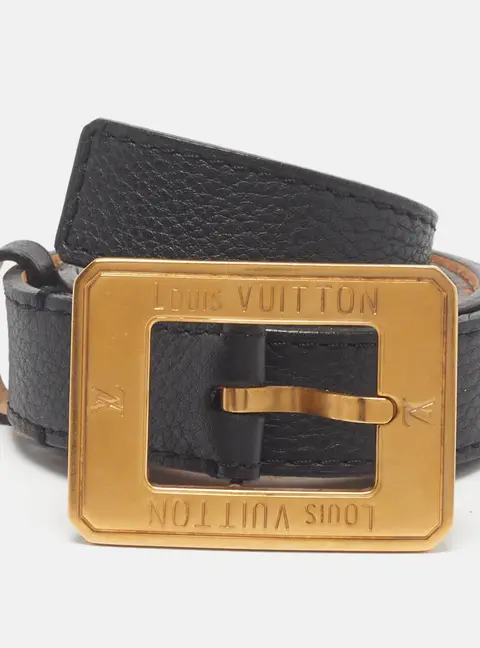 Louis Vuitton 90 CM Slim Buckle Belt Black Leather