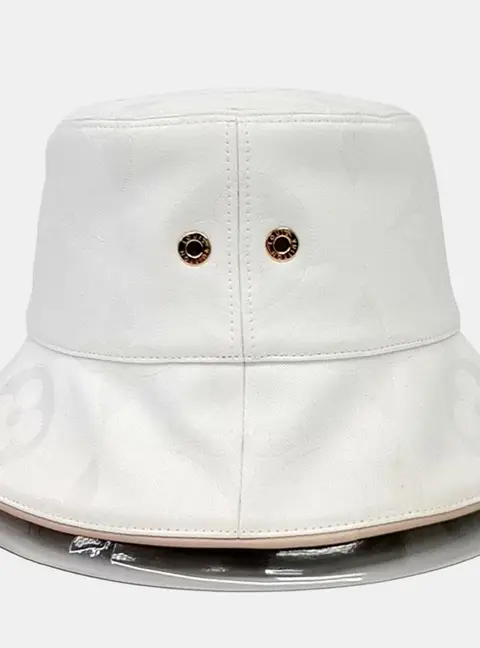 Louis Vuitton White/Brown Reversible Bucket Hat Size M