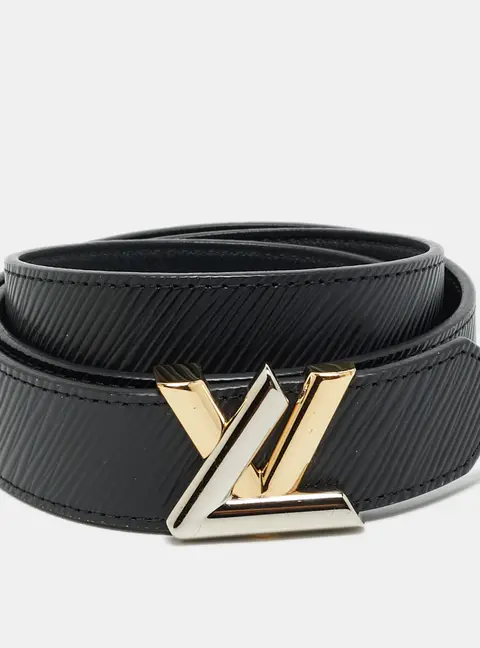 Louis Vuitton LV Twist 85 CM Buckle Belt Black Epi Leather