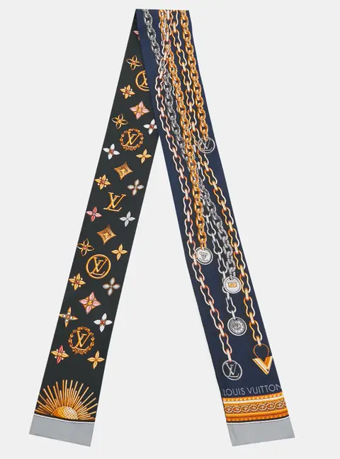 Louis Vuitton Navy Blue/Black Vend&ocirc;me Print Silk Bandeau Scarf