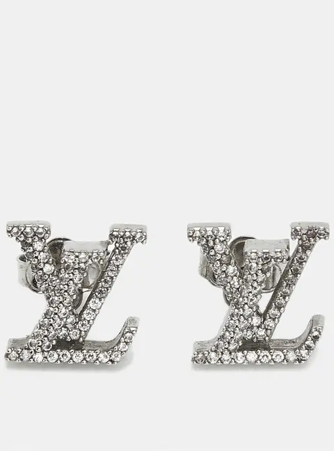 Louis Vuitton LV Iconic Crystal Silver Tone Stud Earring