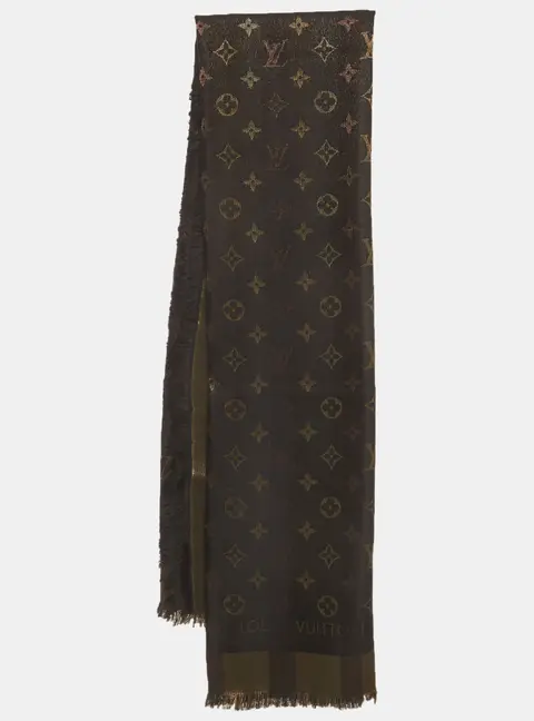 Louis Vuitton Black Monogram Silk & Wool So Shine Shawl