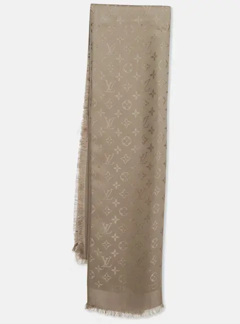Louis Vuitton Beige Silk Classic Monogram Shawl