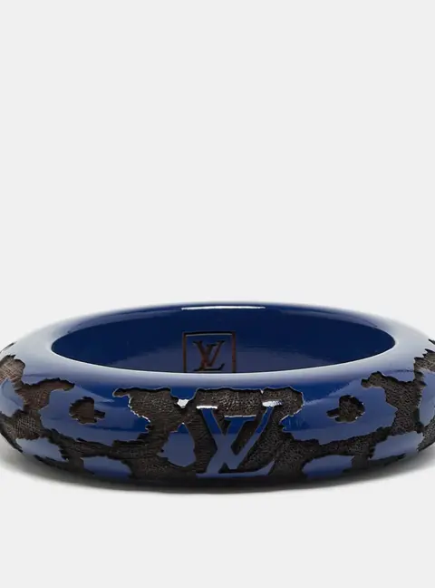Louis Vuitton Blue Lacquer & Wood Bangle Bracelet