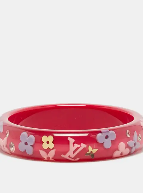 Louis Vuitton Monogram Inclusion Resin Crystals Gold Tone Bangle Bracelet