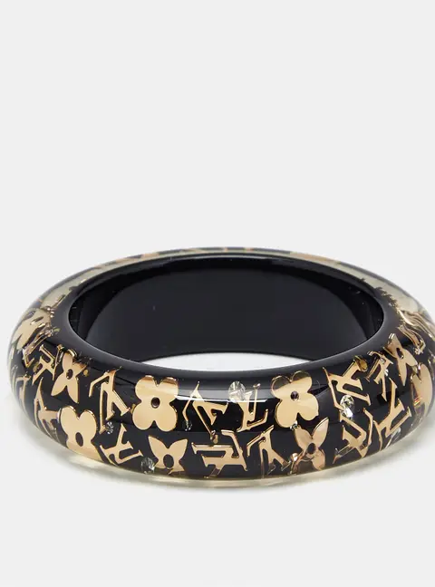 Louis Vuitton Monogram Inclusion Crystals Resin Gold Tone Bangle Bracelet