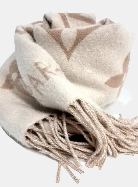 Louis Vuitton Beige, White Cashmere Reykjavik Scarf