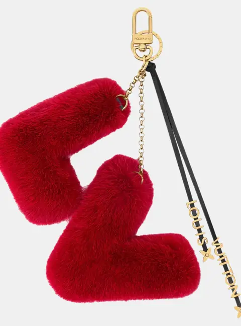 Louis Vuitton Mink Fur Bag Charm Red