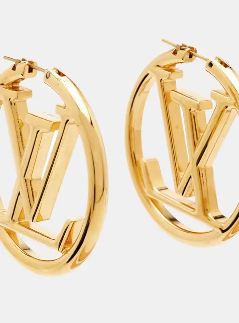 Louis Vuitton Louise Gold Tone Hoop Earrings
