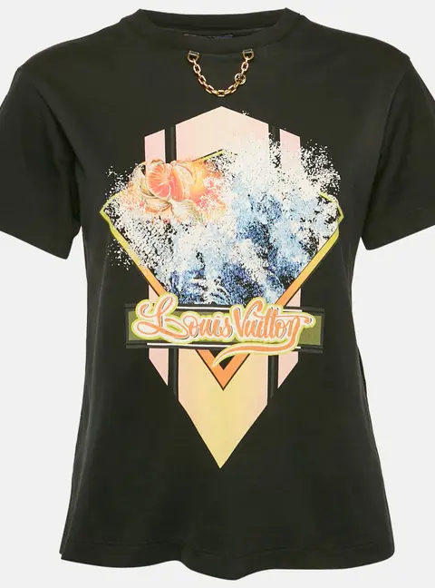 Louis Vuitton Black Printed Jersey Crew Neck T-Shirt XS