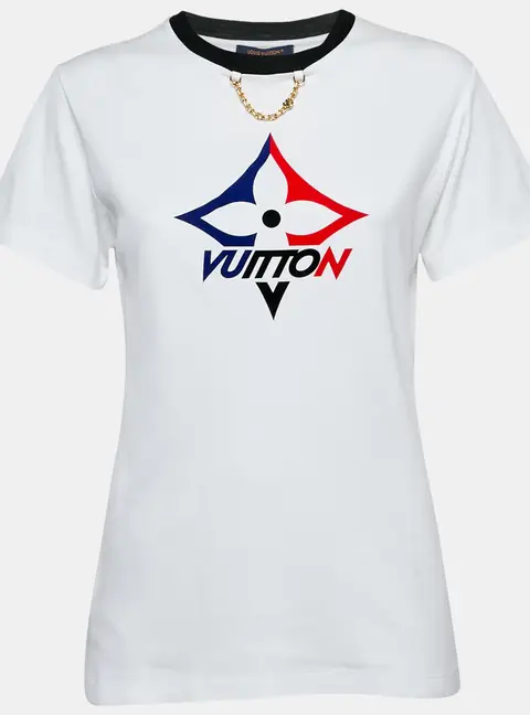 Louis Vuitton White Monogram Jersey Crew Neck T-Shirt S