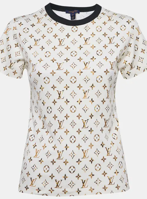 Louis Vuitton Cream Monogram Jersey Crew Neck T-Shirt XS