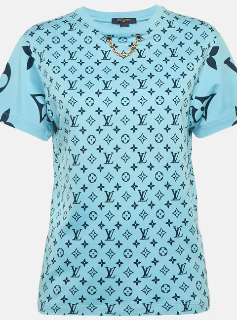 Louis Vuitton Blue Monogram Jersey Crew Neck T-Shirt S