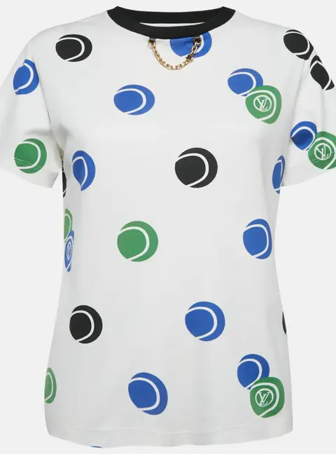 Louis Vuitton White Tennis Balls Print Jesrey T-Shirt S