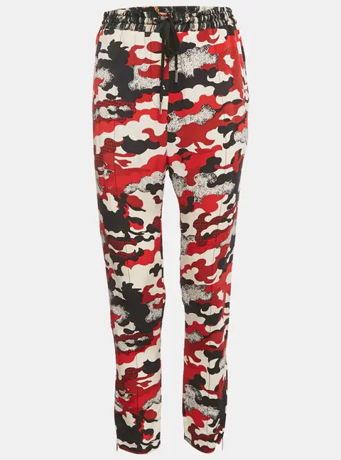 Louis Vuitton Red Camouflage Print Silk Drawstring Trousers S